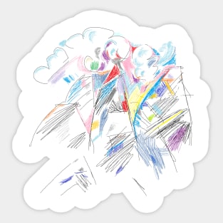 abstract mountain art Sticker